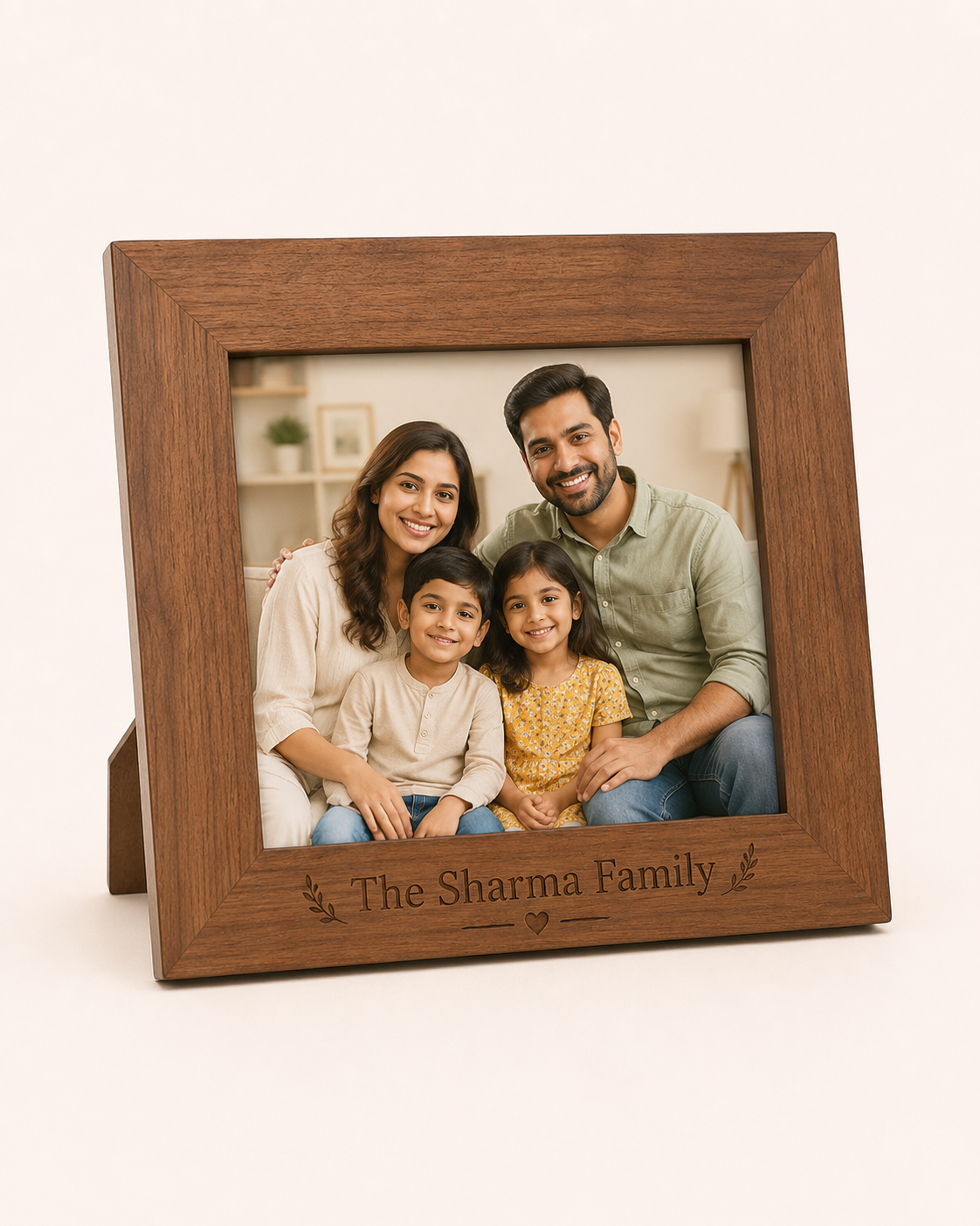 Custom Wooden Photo Frame with Engraved Name